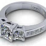 3 stone Princess cut diamond ring